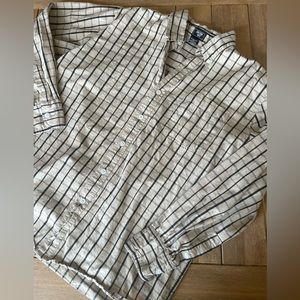 Junction West Shirt Men’s Large Button Down Shirt Long Sleeve Plaid Flannel Tan